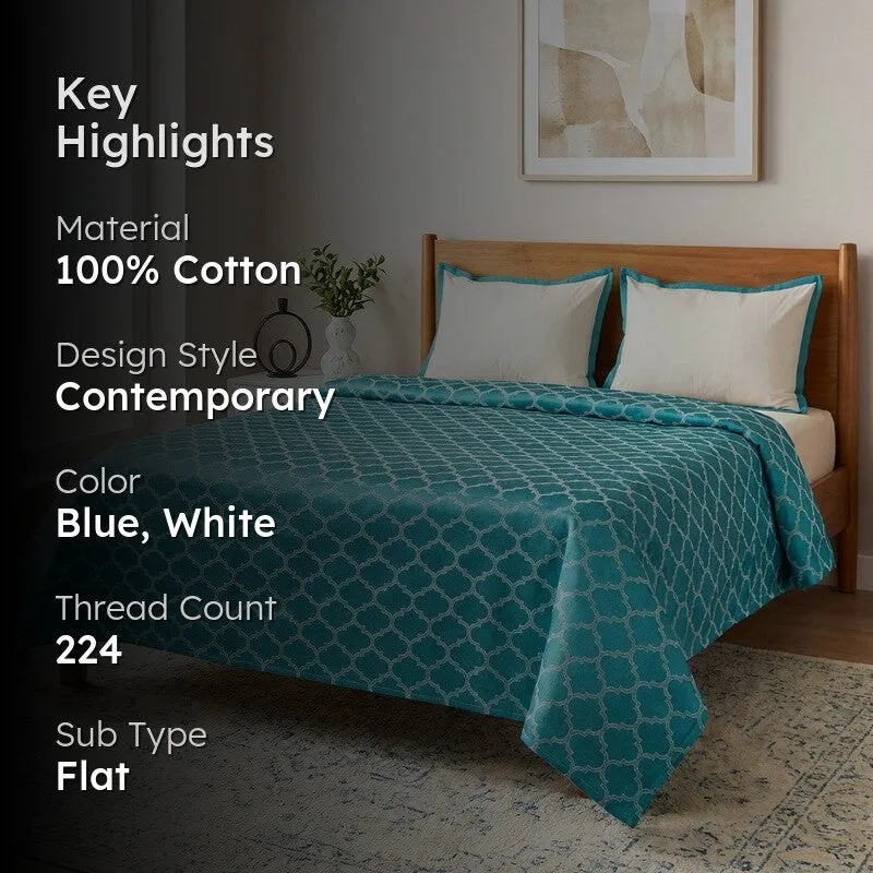 Axis Aura Cotton Bedsheet (Blue) - 224 TC media 2
