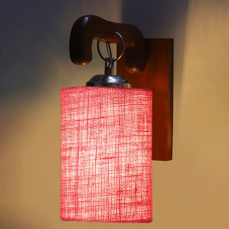 Klarion Jute & Wooden Wall Lamp - Red media 5