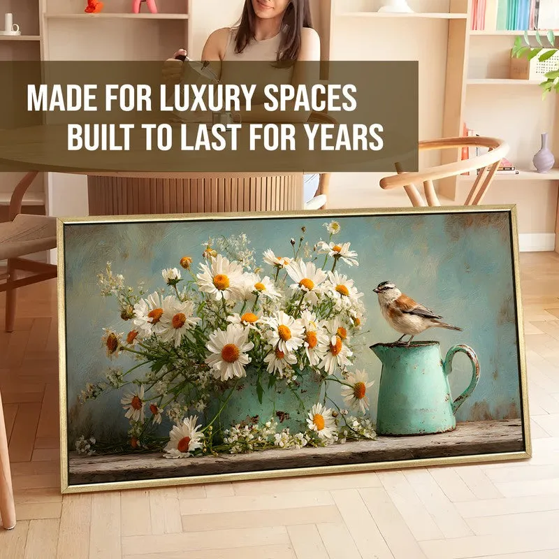 Ivory Stillness Canvas Wall Painting With Frame media 5