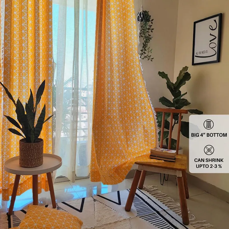 Urban Space Kanya Geo Curtain (Yellow) - Set Of Two media 5