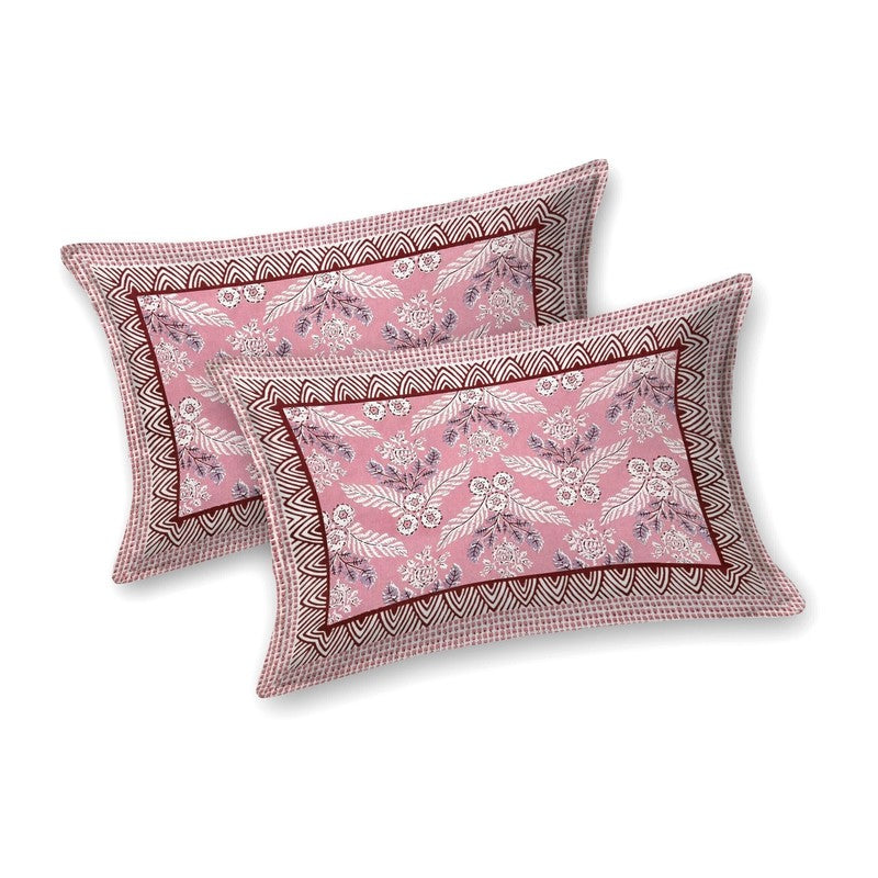 Bloomix Cotton Bedsheet (Pink,Grey) - 240 TC media 4
