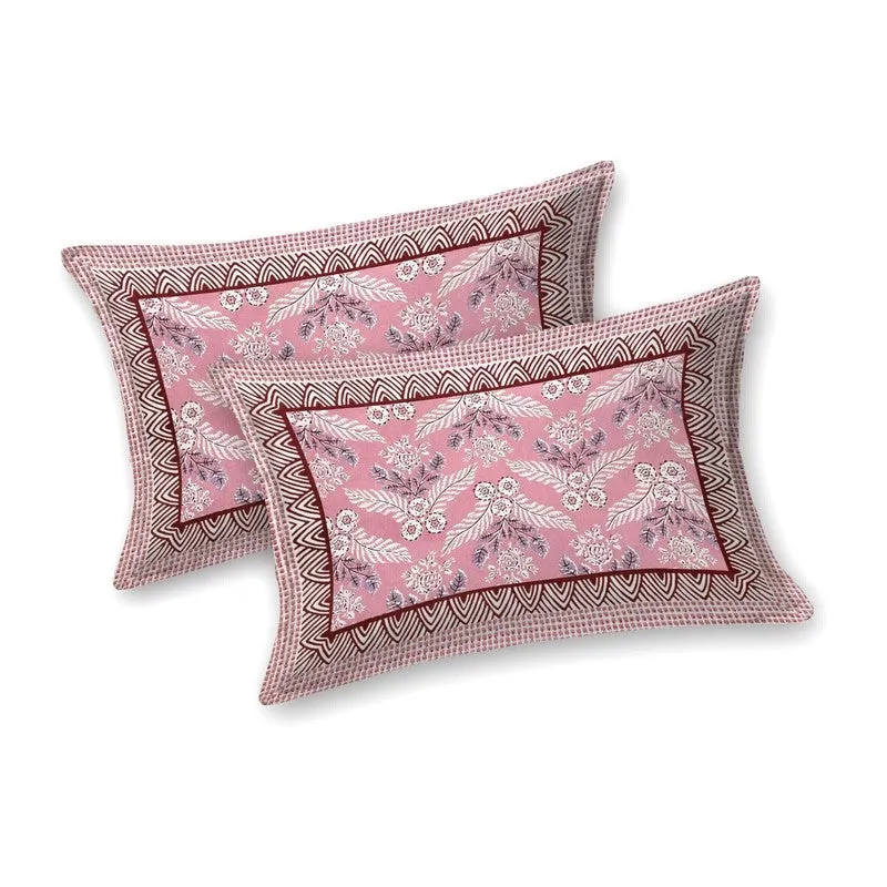 Bloomix Cotton Bedsheet (Pink,Grey) - 240 TC media 4
