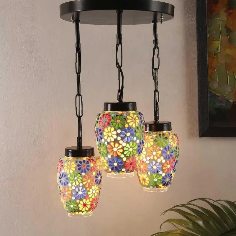 Floral Glaze Glass Ceiling Lamp - Multicolor media 3