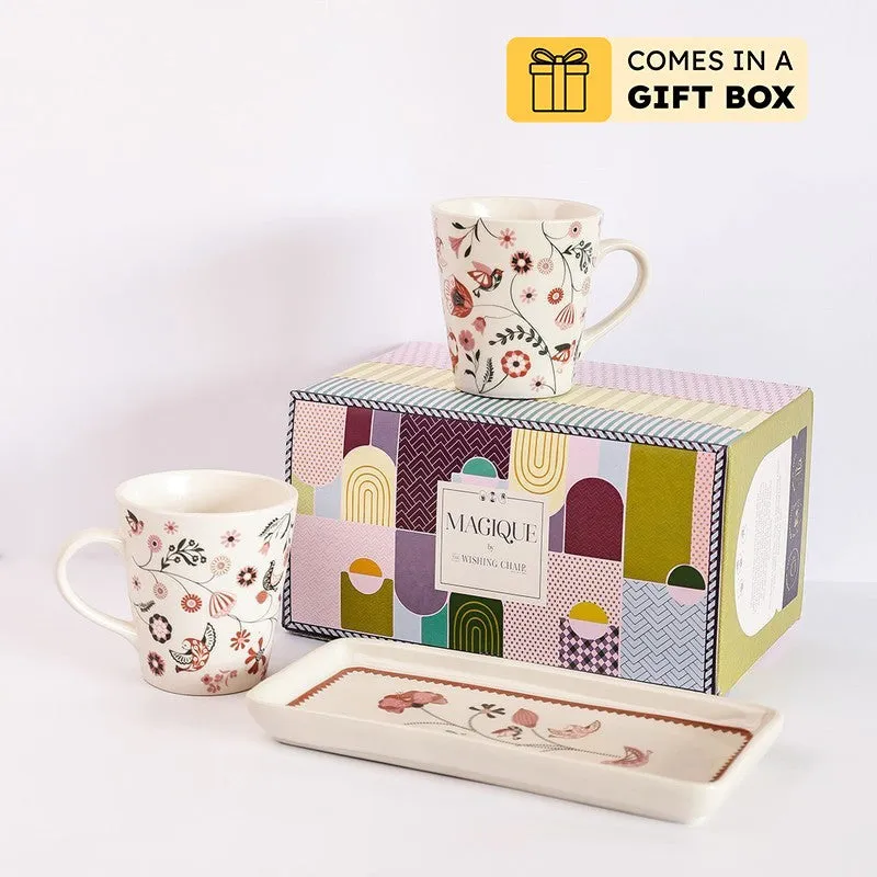 Magique by the Wishing Chair Kalahari 2 Ceramic Mugs & 1 Ceramic Platter Gift Box Set (300 mL Each) - Three Piece Set media 1