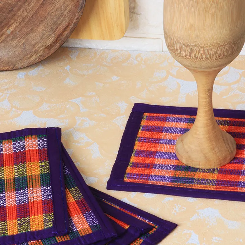 Chequered Zen Bamboo Coaster (Purple) - Set Of Six media 3