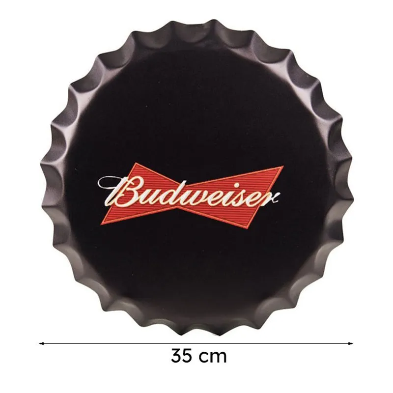 Budweiser Black Bottle Cap Metal Wall Accent media 8