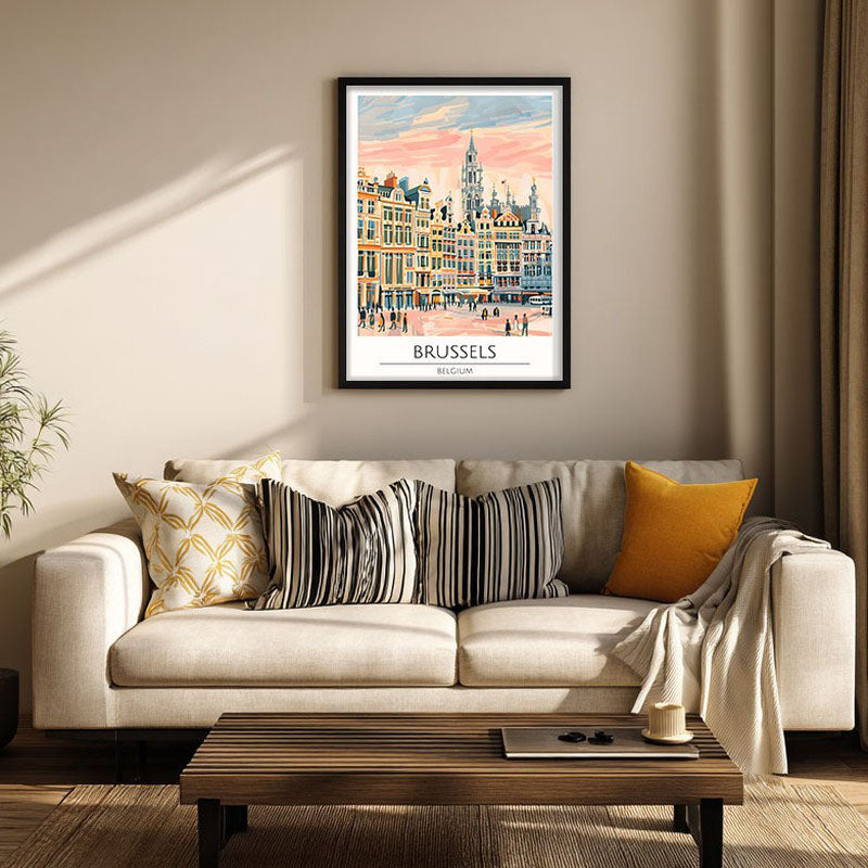 Vintage Brussels Framed Canvas Wall Painting