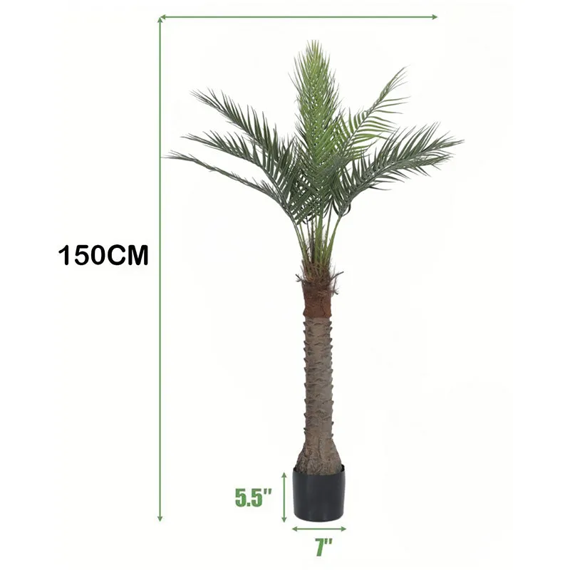 Palmino Artificial Palm Tree With Black Plastic Pot - 5 Feet media 6