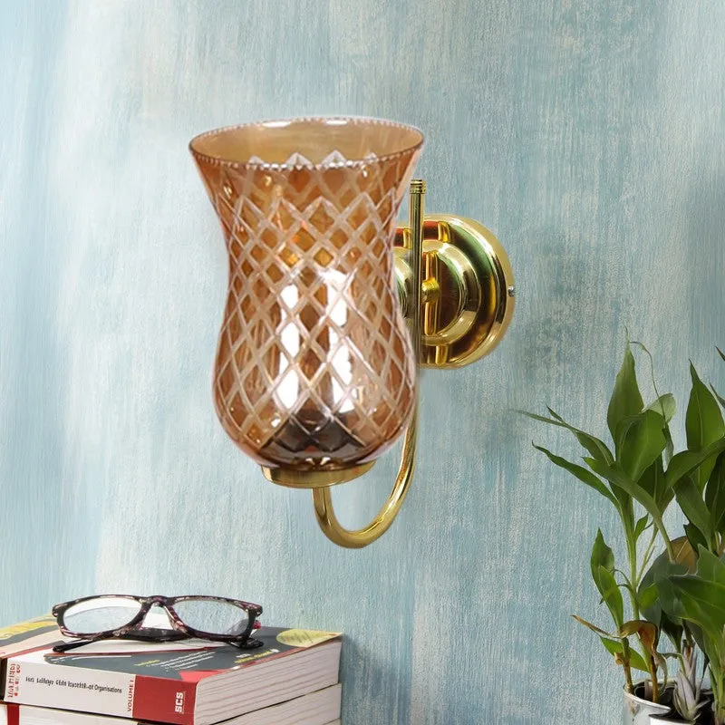 Honey Glow Gold Tulip Glass Wall Lamp media 3