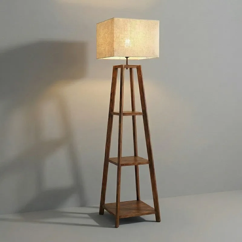 Akris Wooden Floor Lamp With Shelves media 7