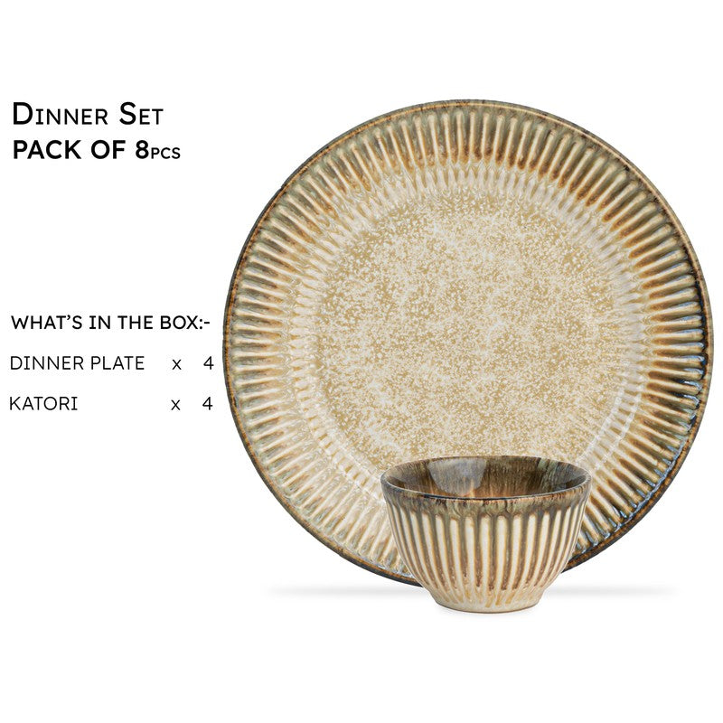 Mintora Beige Ceramic Dinner Set - 8 Piece Set media 5