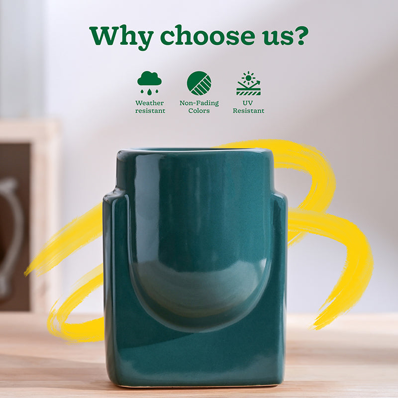 Ugaoo Minimalica Ceramic Planter - Dark Green media 6