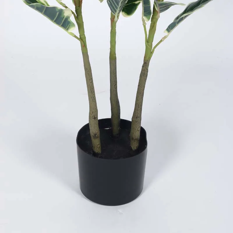Faux Lush Variegated Fiddle Leaf Fig Plant With Black Plastic Pot - 5 Feet media 5