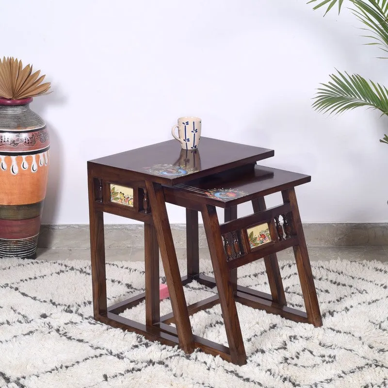 Milo Teak Wood Nesting Stools - Set of Two media 5