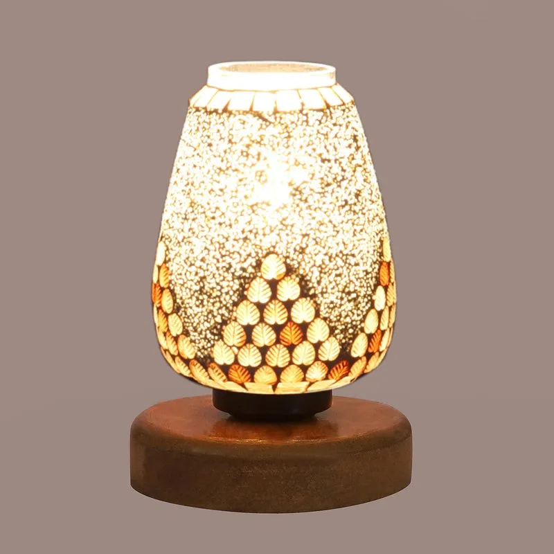 Aureline Glass Table Lamp With Wooden Base - Multicolor media 7