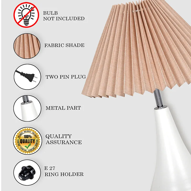 Arrido French Pleat Metal Table Lamp - Beige,White media 4