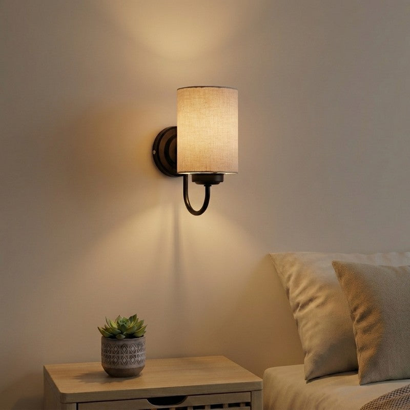 Cyluxe Soft Blush Cotton Wall Lamp - White