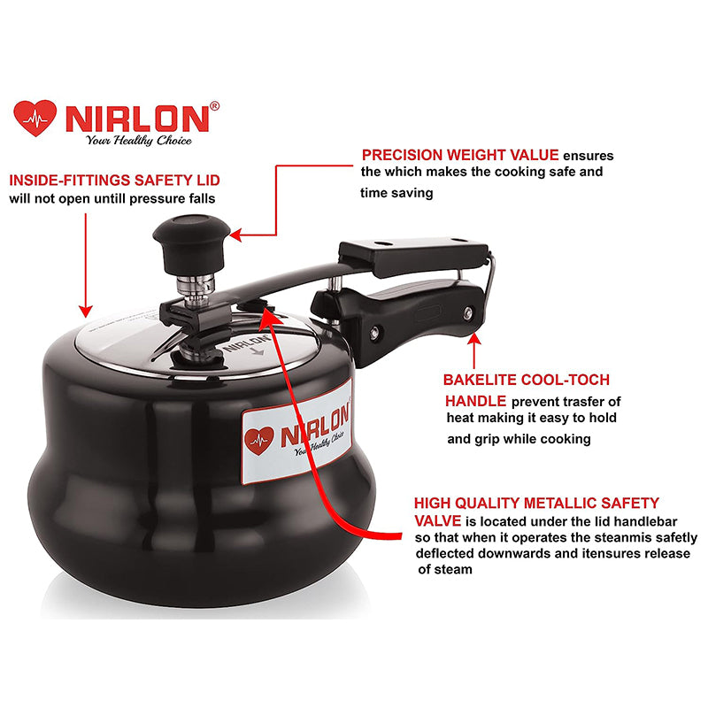 Nirlon Hard Anodized Pressure Cooker Outer Lid - 2000 ML/ 7 Inches image 4
