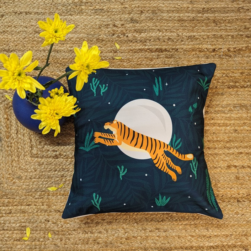 Roaring Tiger in Moonlight Cushion Covers