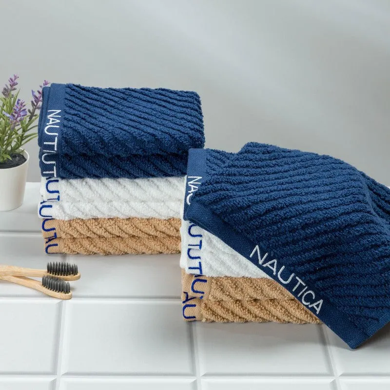 Nautica Riviera Soft Cotton Hand & Face Towel (White,Yellow & Dark Blue) - Set Of Twelve media 3
