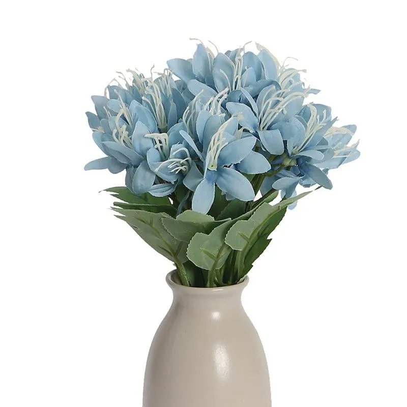 Faux Amaryllis Daisy Bunch (Blue) - Set Of Two media 4