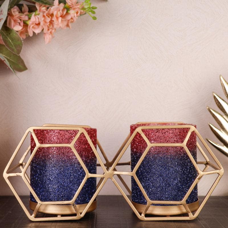 Suzette Double Votive - Blue & Red