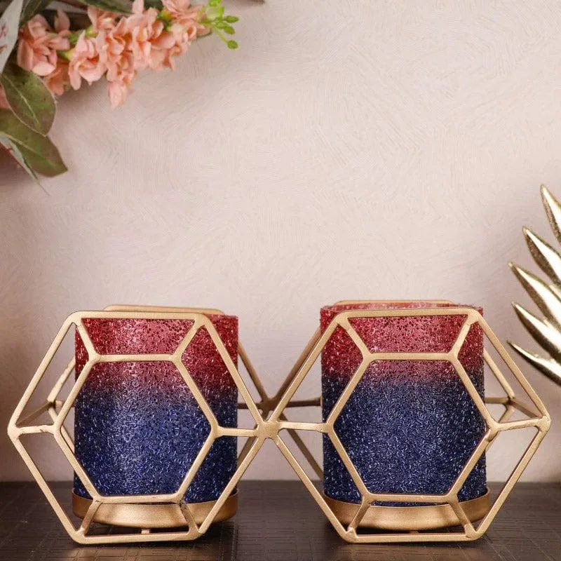 Suzette Double Votive - Blue & Red media 1