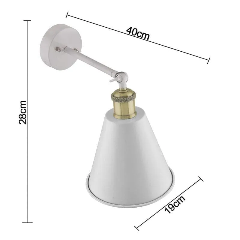Kenda Cone Metal Wall Lamp - White & Gold media 6