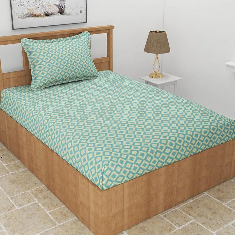 Wesley Geomatric Microfiber Bedsheet (Green) - 130 GSM media 3