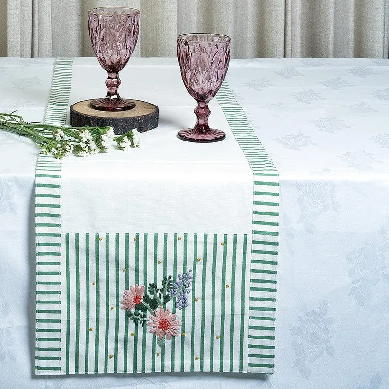 Meadow Stripe Cotton Table Runner media 3