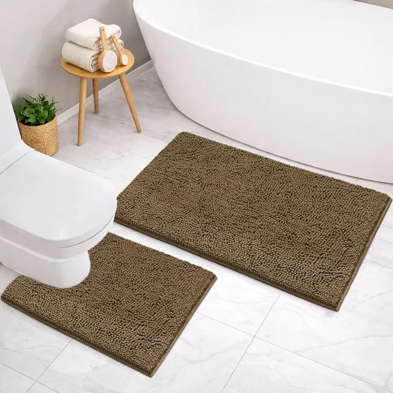 PureTone Microfiber Bath Mats (Brown) - Set of Two media 3