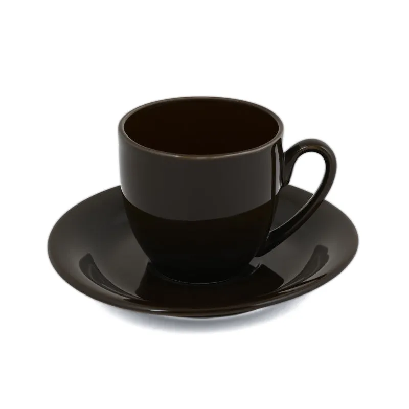 SipDelight Porcelain Cup & Saucer (Brown/190 mL Each) - Set of Six - 5