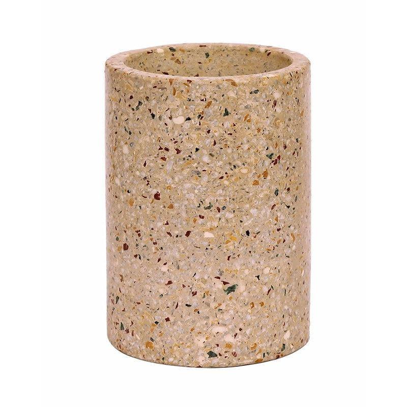 Beige Terrazzo Cylindrical Hand Crafted Marble Planter - Big media 4