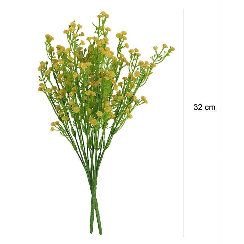 Faux Gypsophila Floral Bunch (Yellow) - Set Of Two media 5