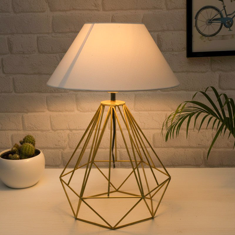 Diamond Dust Gold Fabric Table Lamp - Gold,White