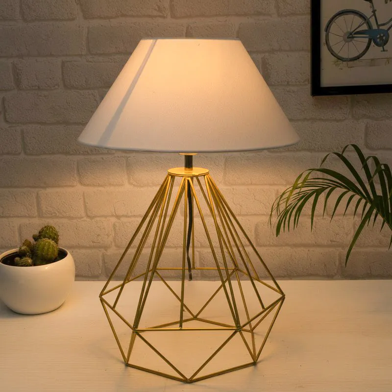 Diamond Dust Gold Fabric Table Lamp - Gold,White media 1