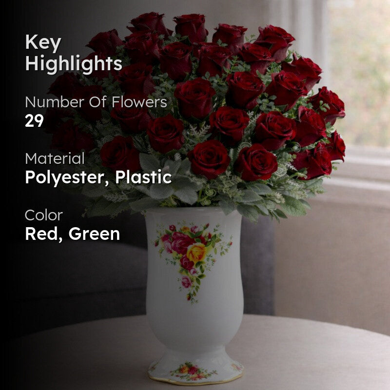 Rosettea Polyester Artificial Flower - Set Of Four media 2