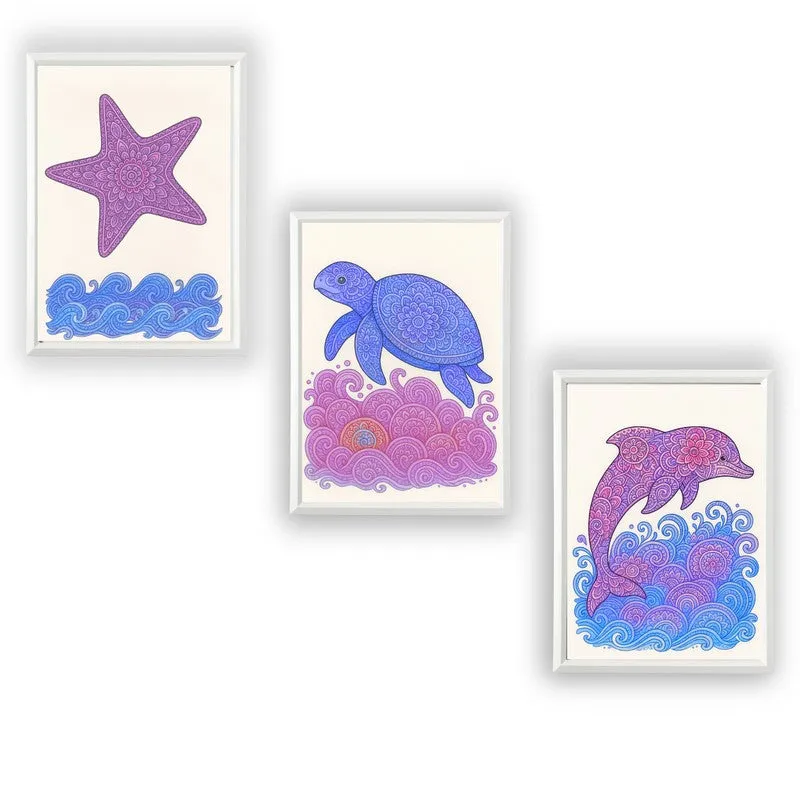 Aqua Bliss Paper Wall Painting With Frame - White media 5