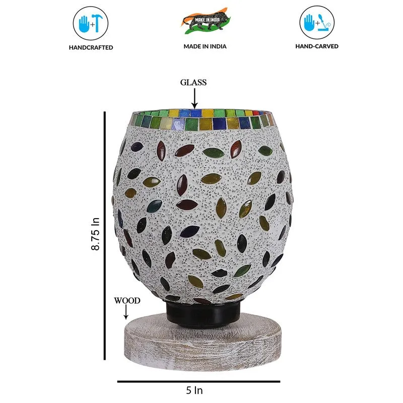 Twilora Mosaic Glass Table Lamp With Wooden Base - Multicolor media 8