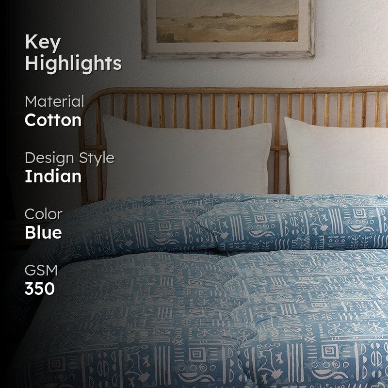 Snuggle Soft Cotton Comforter (Blue)  - 350 GSM media 2