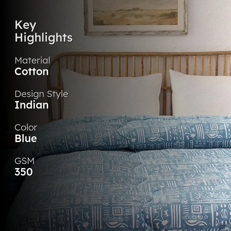 Snuggle Soft Cotton Comforter (Blue) - 350 GSM media 2
