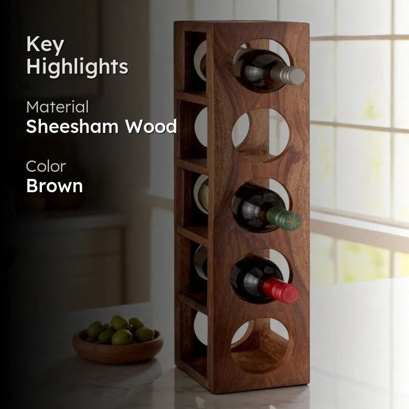 Zverox Sheesham Wooden Wine Rack - Brown media 2