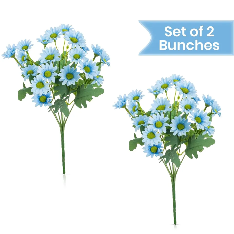 Azure Daisy Artificial Flower (Blue) - Set Of Two media 5