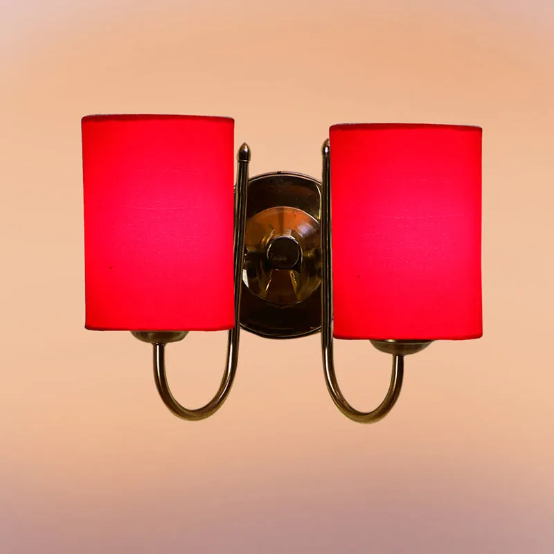 Veda Duo Cylindrical Fabric & Metal Wall Lamp - Red media 3