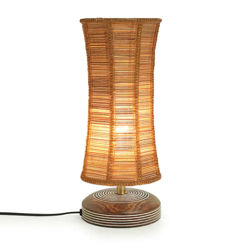 Savera Bamboo Reva Fabric Table Lamp - Beige,Brown media 5
