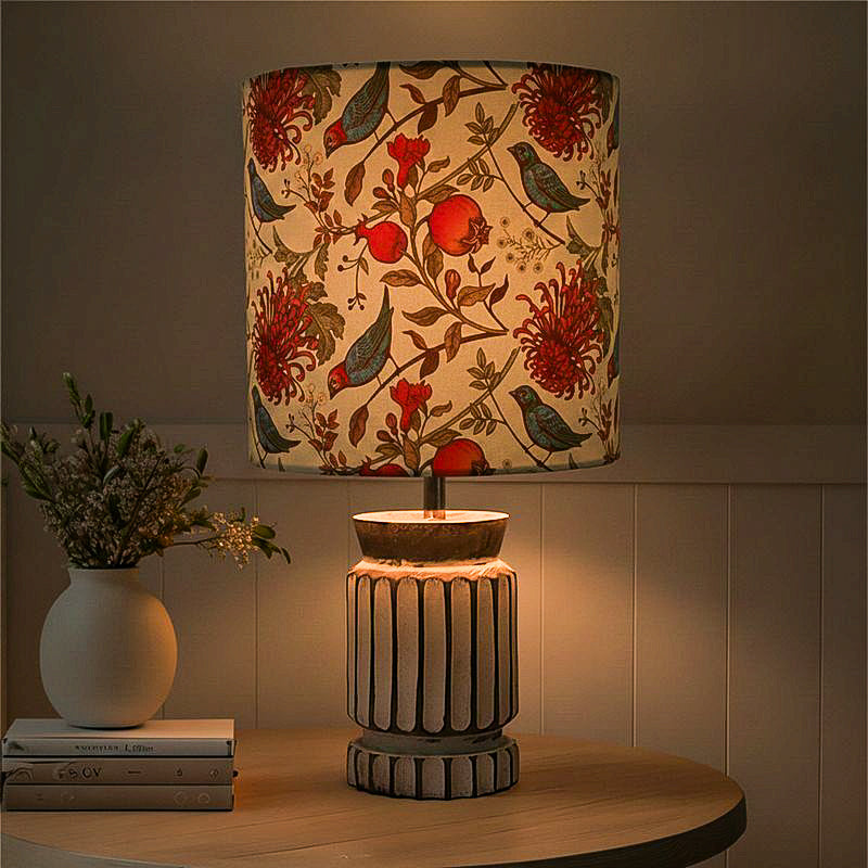 Lacewing Carved Fabric Table Lamp - Multicolor
