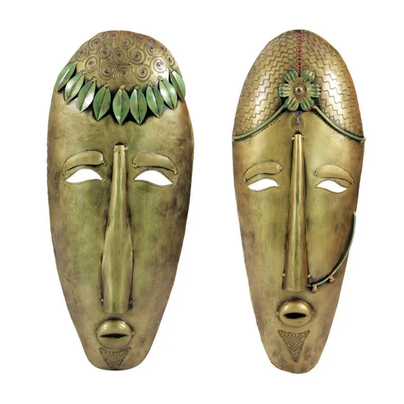 Tribal Mask Pair Iron Wall Accents - Set Of Two media 5