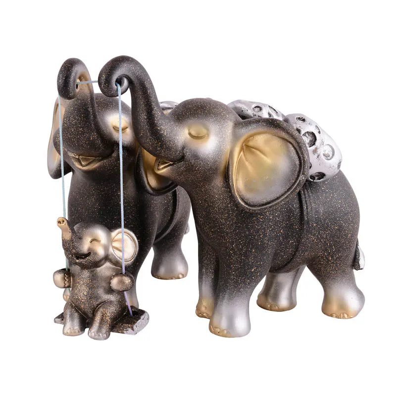 Tiny Tuskers Painted Polyresin Show Piece - Coffee media 4