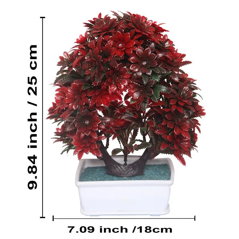Faux Fiery Red Plant With Black Plastic Pot media 5