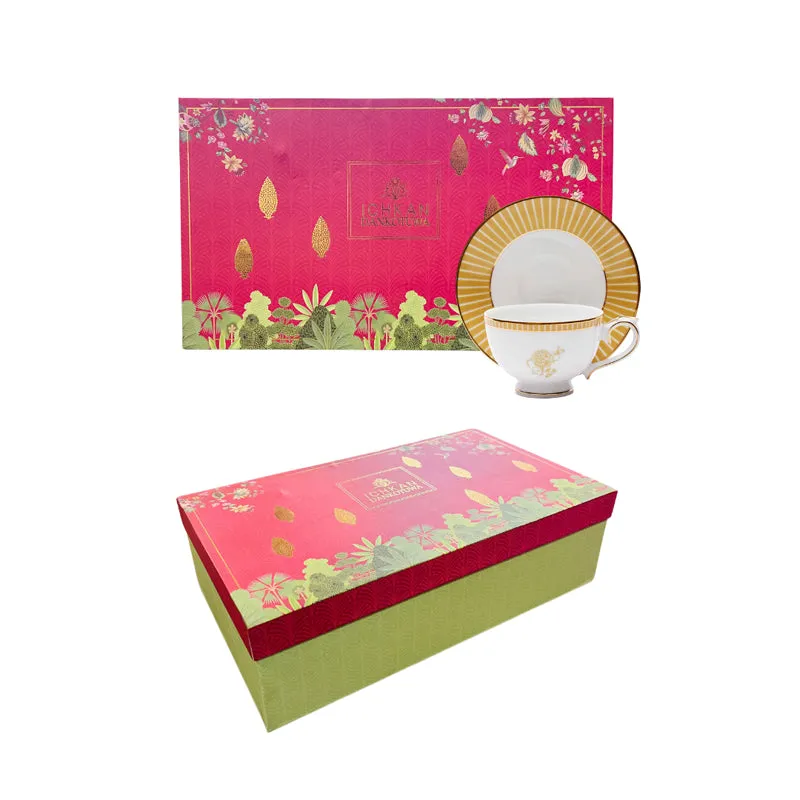 Gilded Iris 24k Gold Brushed Porcelain Tea Cup & Saucer (300 mL) - Set of Six media 9